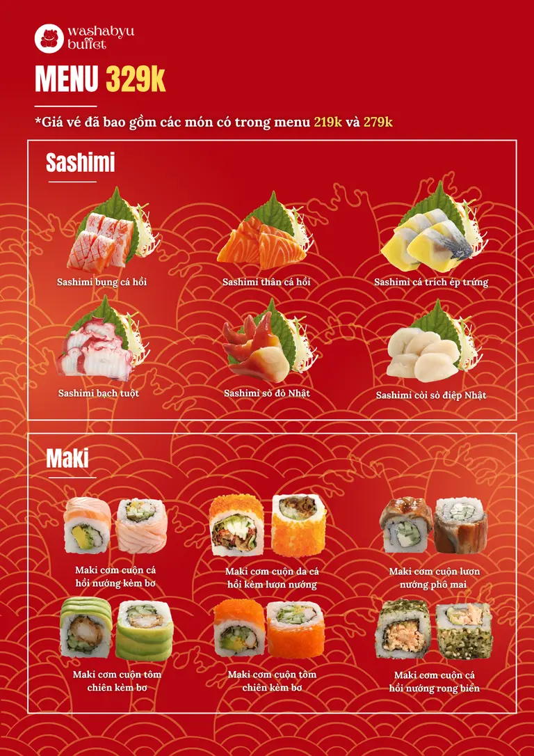 Japanese hotpot simulation with compact ingredient list and shared buffet accessories