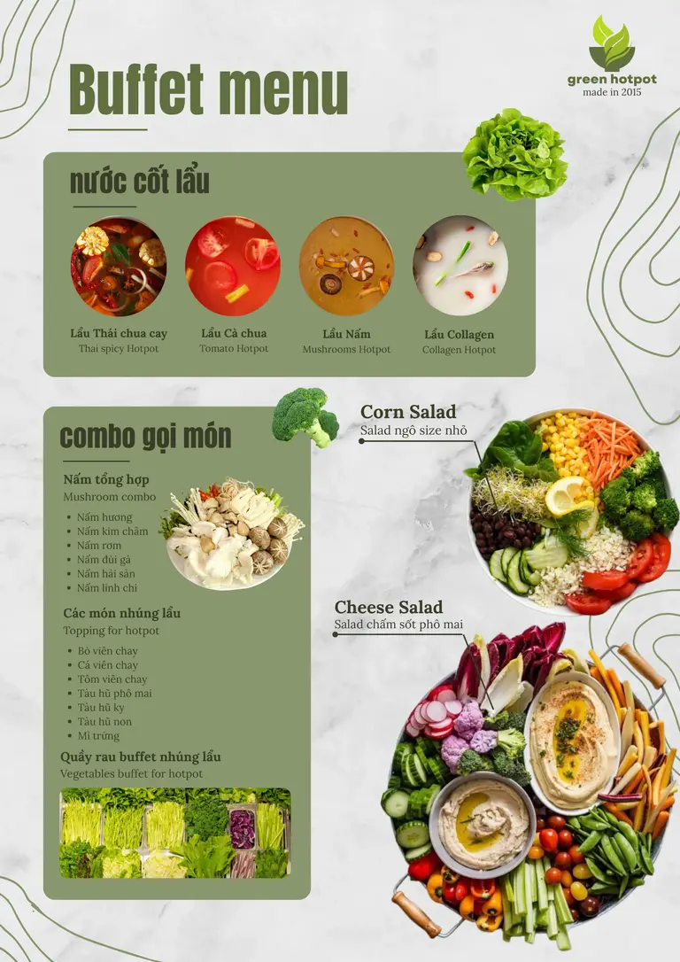 Vegetable buffet simulation board with dark theme and salad serving examples